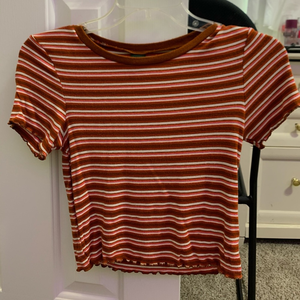 striped crop top t shirt